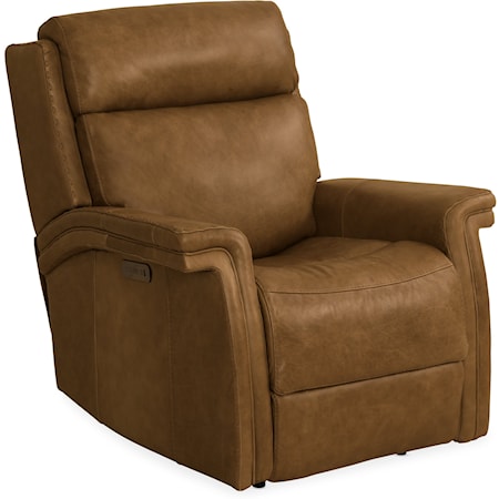 Casual Leather Power Recliner with USB Port