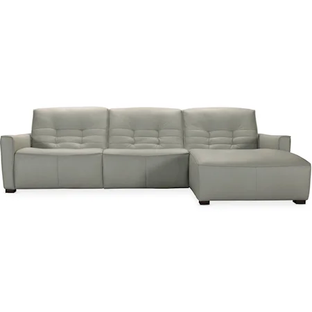 Contemporary Leather Power Motion Sectional with RAF Chaise