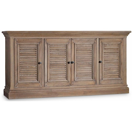 Farmhouse 4-Door Entertainment Console with Adjustable Shelves