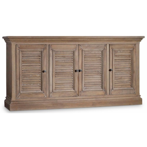 Farmhouse 4-Door Entertainment Console with Adjustable Shelves