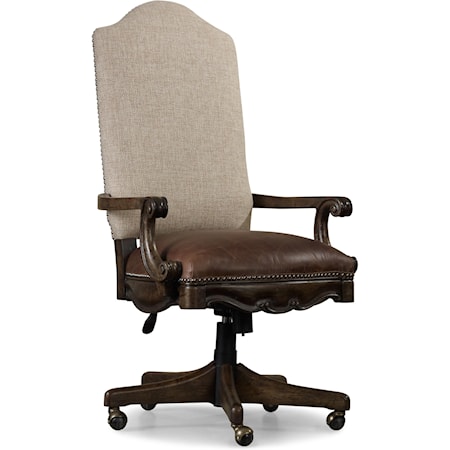 Traditional Tilt Swivel Chair with Nailhead Trim