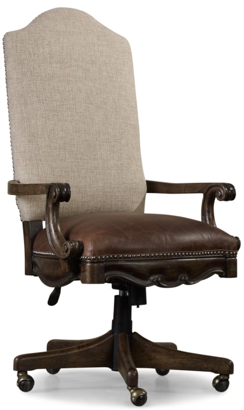Traditional Tilt Swivel Chair with Nailhead Trim
