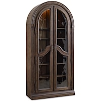 Traditional Bunching Curio Cabinet with Seeded Glass Doors and Touch Lighting