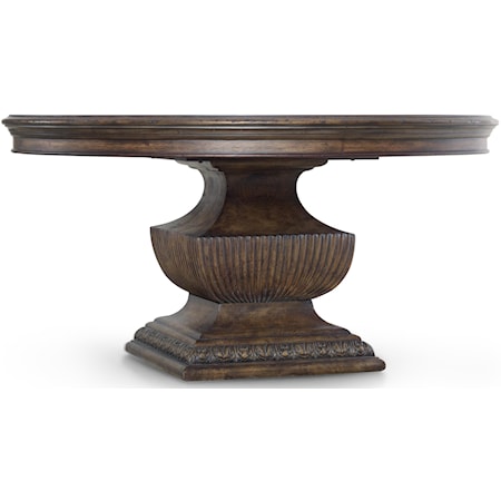 Traditional 60-Inch Round Dining Table with Grand Scale Pedestal Base