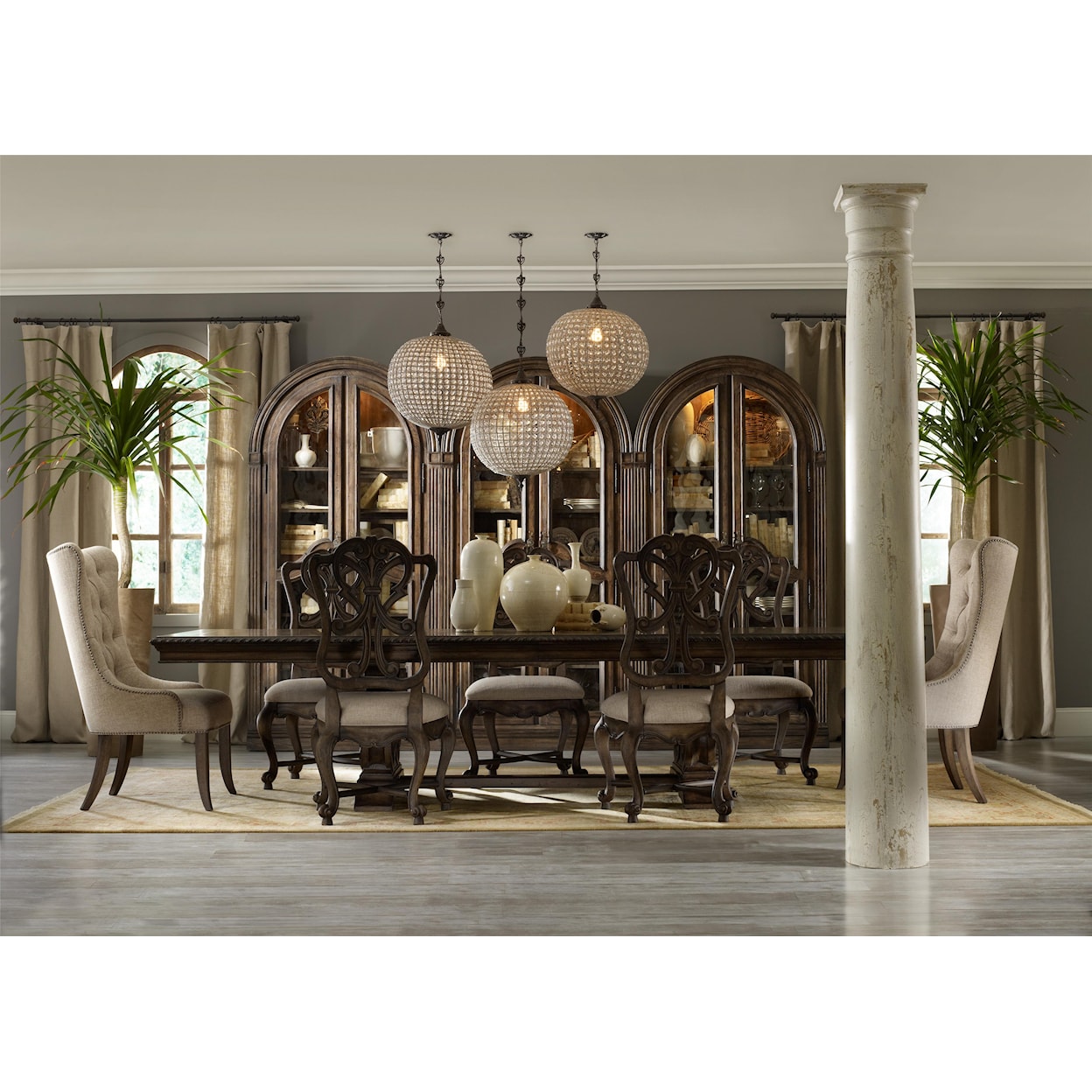 Hooker Furniture Rhapsody Dining Group Set with 2 Tufted Chair