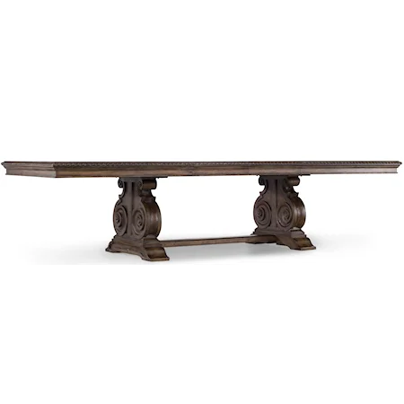 Traditional Dining Table with Grand Scale Scroll Base and Two 20-Inch Extension Leaves