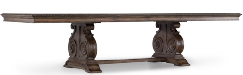 Traditional Dining Table with Grand Scale Scroll Base and Two 20-Inch Extension Leaves