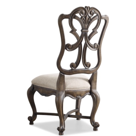 Scroll Wood Back Side Chair