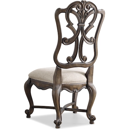 Scroll Wood Back Side Chair