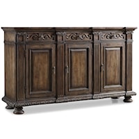 Traditional 3-Door 72-Inch Credenza with Corinthian Case Moulding