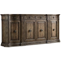 Traditional 4-Door Credenza with Adjustable Shelves