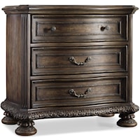 Traditional 3-Drawer Nightstand with Touch Light and Outlets
