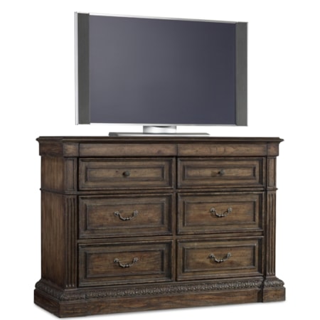 Eight Drawer Media Chest with Felt Lined Jewelry Storage and Cedar Lined Bottom Drawers
