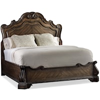 California King Size Panel Bed with Grandiose Scroll Detailing