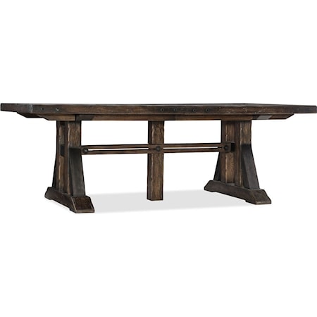 Trestle Dining Table With Two Leaves