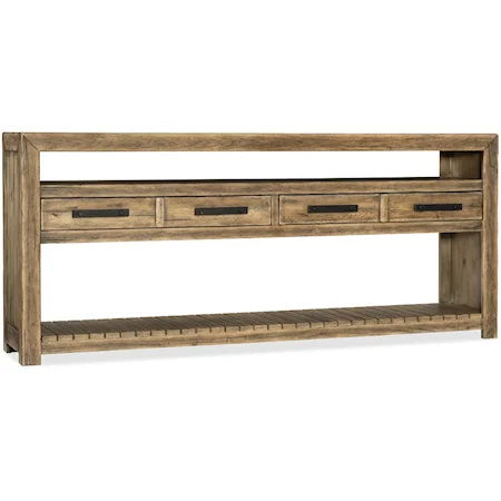 4 Drawer Console Table with Slatted Bottom Shelf