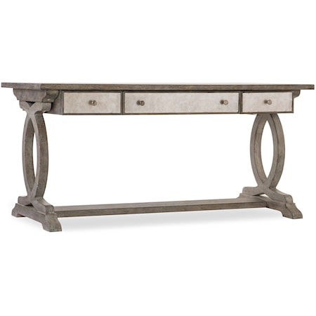 Transitional 3-Drawer Desk with Drop-Front Center Drawer