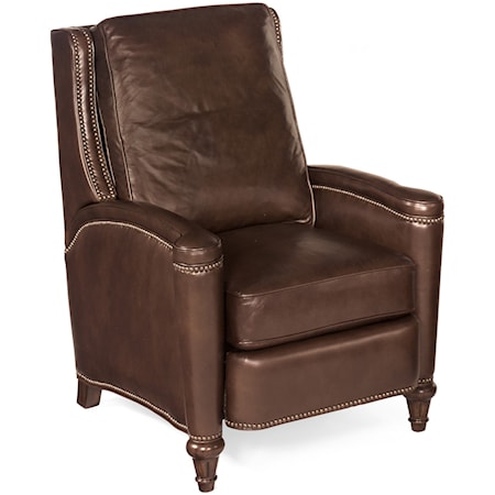 Traditional Leather Push Back Recliner with Nailhead Studs