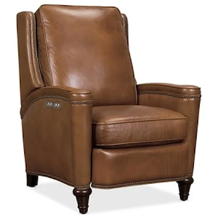 Traditional Leather Power Recliner with Power Headrest and USB Port