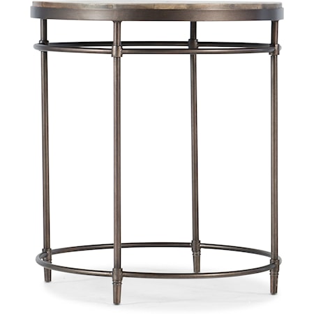 Transitional Round Wood and Metal End Table