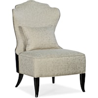 Traditional Slipper Chair with Accent Pillow