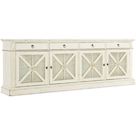 Transitional Entertainment Console with Built-in Outlet