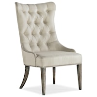 Traditional Upholstered Dining Wing Chair with Nailhead Trim