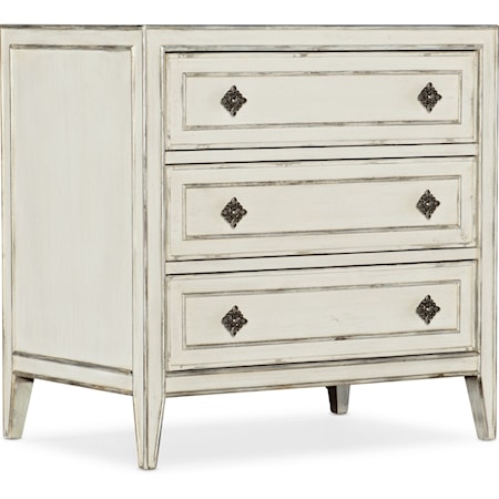 Traditional 3-Drawer Nightstand with Built-In Outlets and Touch Lighting