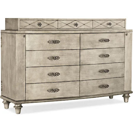 Traditional Diamont 11-Drawer Dresser with Jewelry Storage