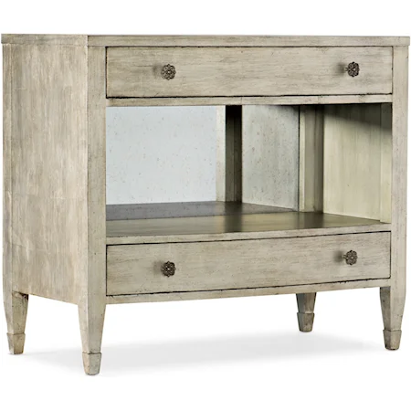 Transitional 2-Drawer Nightstand with Built-in Outlets and USB Port