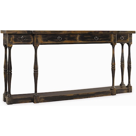 Rustic 4-Drawer Console Table
