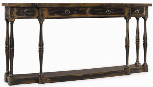 Rustic 4-Drawer Console Table