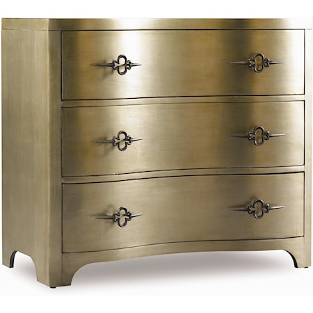 Traditional 3-Drawer Gold Accent Chest