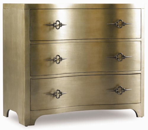 Traditional 3-Drawer Gold Accent Chest