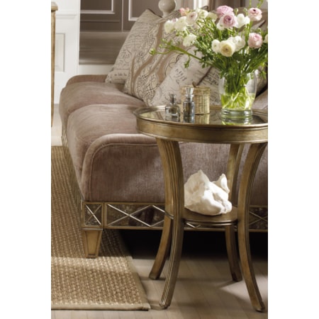 Round Mirrored Accent Table