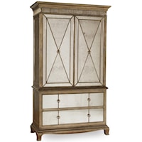 Two-Door Two-Drawer Armoire with Mirror Front