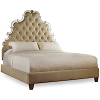 Queen-Size Upholstered Platform Bed with High Tufted Headboard