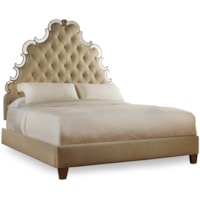 King-Size Upholstered Platform Bed with High Tufted Headboard