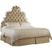 King-California King-Size Upholstered Headboard with Button-Tufting & Mirror Accents