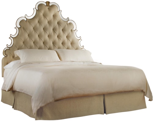 King-California King-Size Upholstered Headboard with Button-Tufting & Mirror Accents