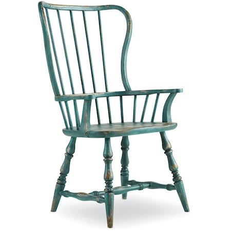 Rustic Dining Arm Chair with Spindle Back