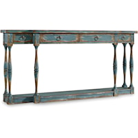 Rustic 4-Drawer Thin Console Table