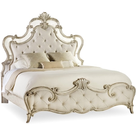 Queen Upholstered Silver Leaf Bed