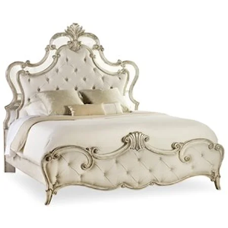 Queen Upholstered Silver Leaf Bed