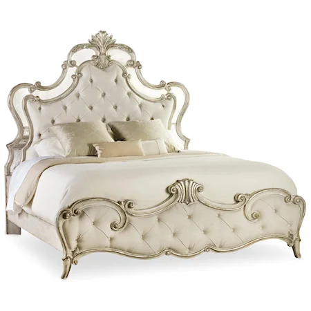 King Silver Leaf Upholstered Bed