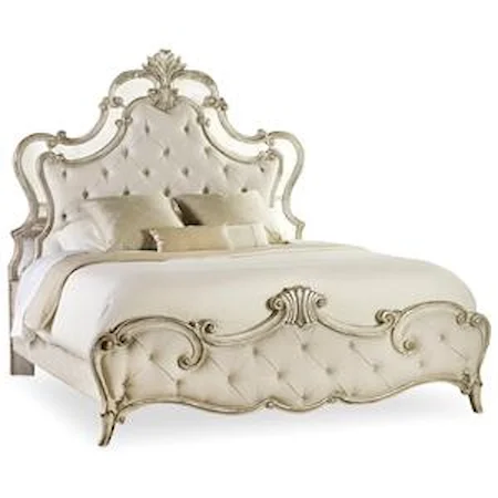 King Silver Leaf Upholstered Bed