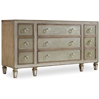 Traditional 9-Drawer Dresser with Felt Lining