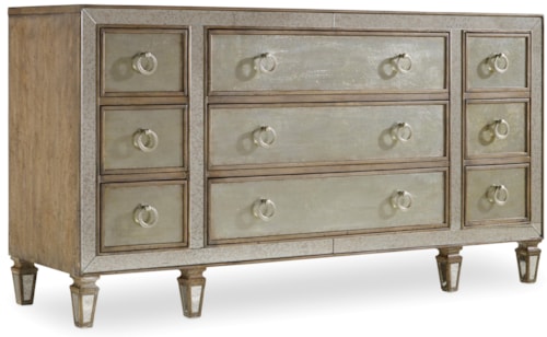 Traditional 9-Drawer Dresser with Felt Lining