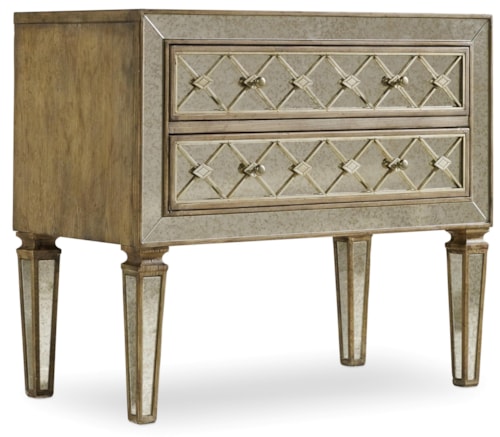 Traditional 2-Drawer Bachelors Chest with Wallpaper Interior