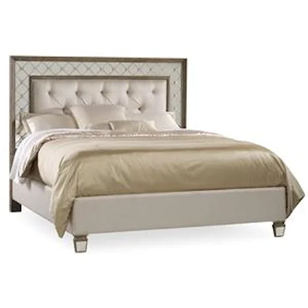 Traditional California King Mirrored Upholstered Bed